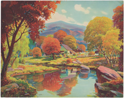 Vintage calendar art print of beautiful landscapes